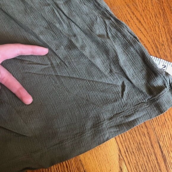 BUFFALO DAVID BITTON V-Neck Short Cap Sleeve Top Solid Olive Green Boho Small S - Picture 14 of 14